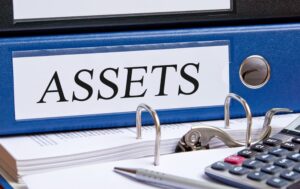Assets - blue binder in the office